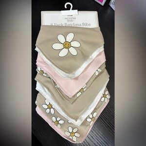 Modern Baby Cute Daisy Print Bandana Bibs - 8count - Pink, White, and Tan